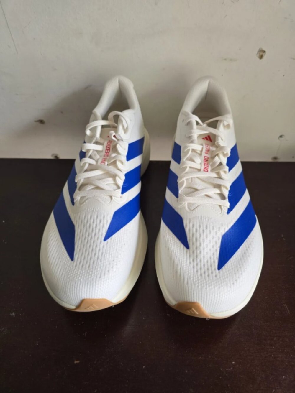 adidas Men's White Running Shoes with Blue Stripes
